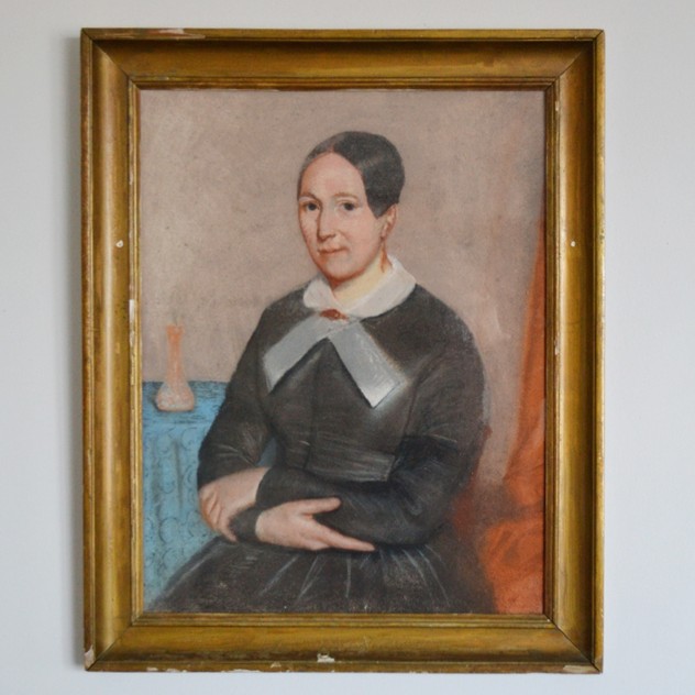 19thC Pastel Portrait, Woman with White Collar-barnstar-Pastel Portrait with White Bow1 _main_636512806252830311.jpg